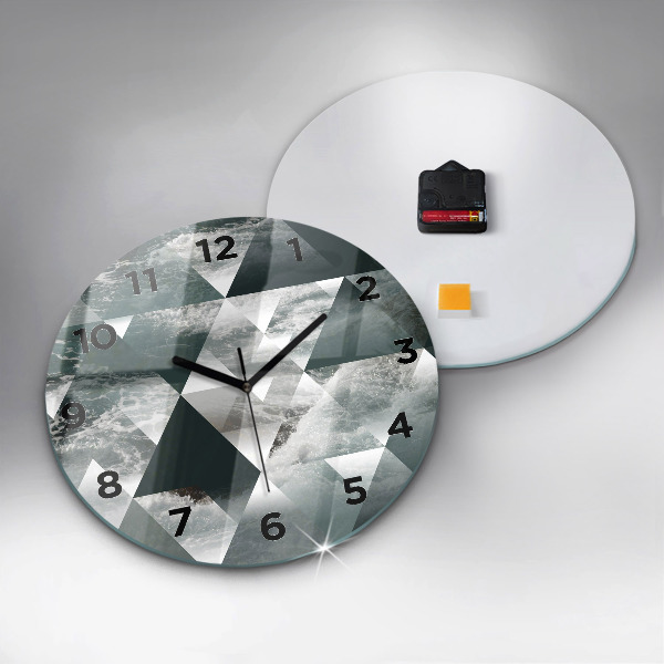 Round glass wall clock Abstract sea waves