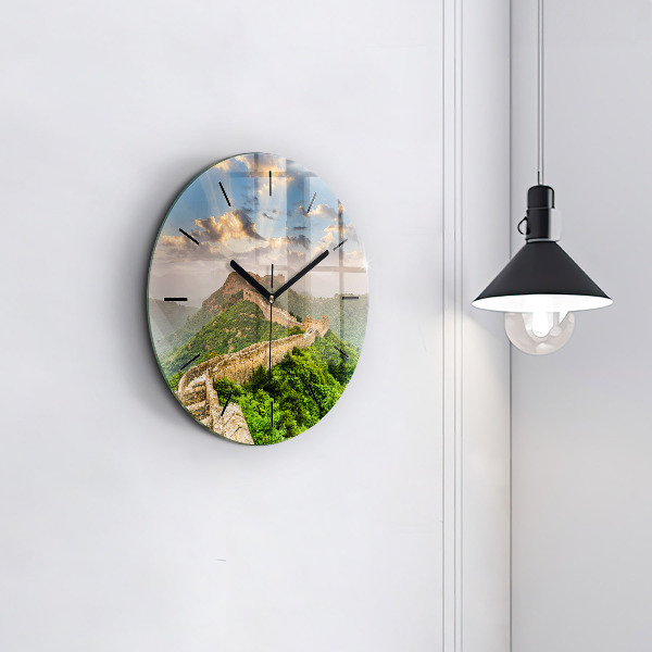 Round glass wall clock The Great Wall of China