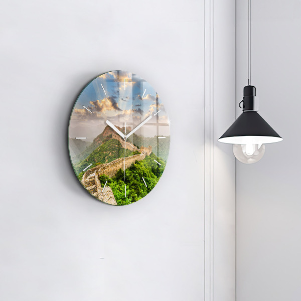 Round glass wall clock The Great Wall of China