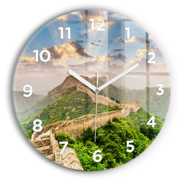 Round glass wall clock The Great Wall of China