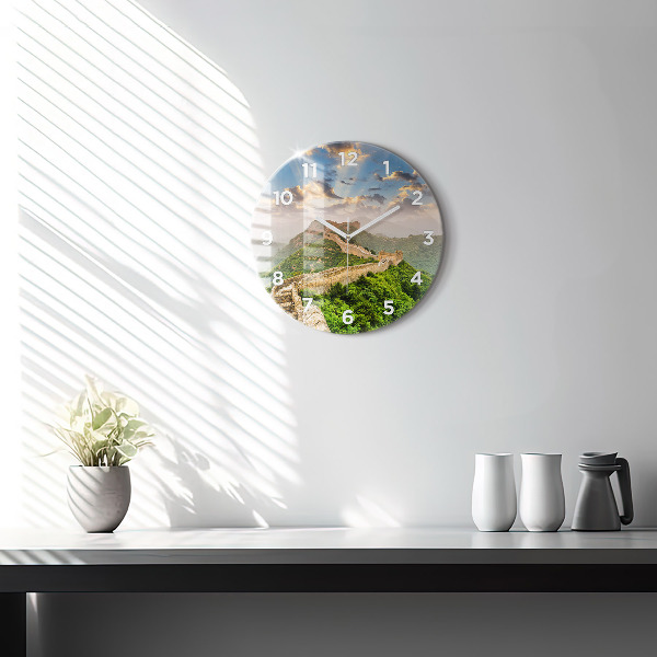 Round glass wall clock The Great Wall of China
