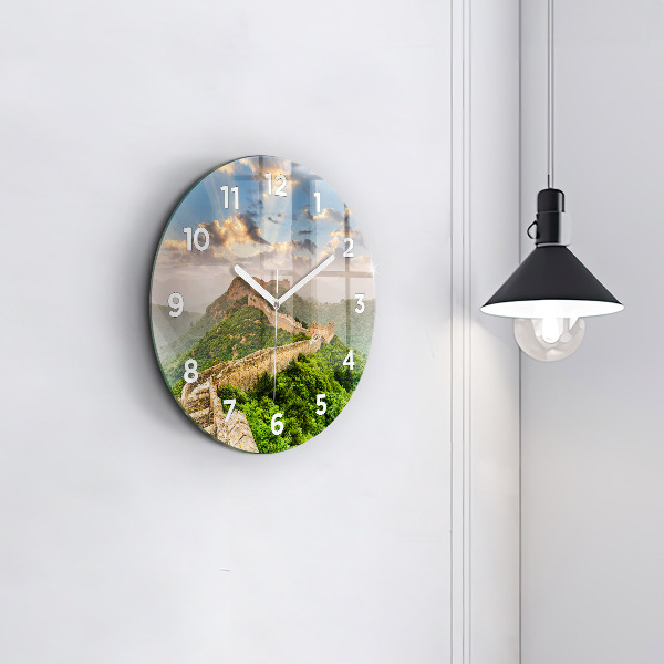 Round glass wall clock The Great Wall of China