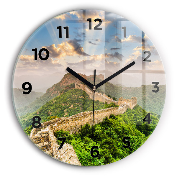 Round glass wall clock The Great Wall of China