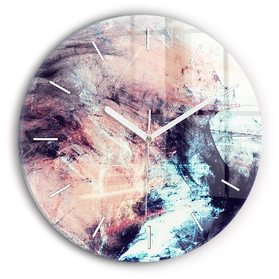 Round glass wall clock Abstract painting