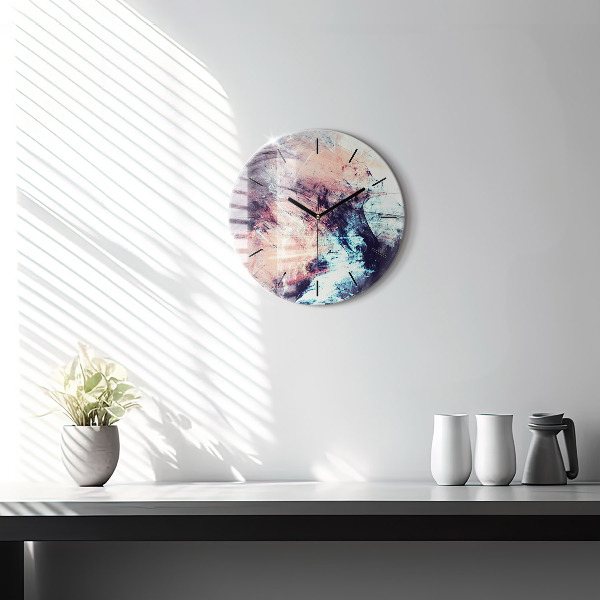Round glass wall clock Abstract painting