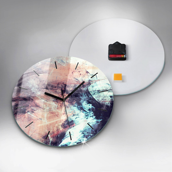 Round glass wall clock Abstract painting