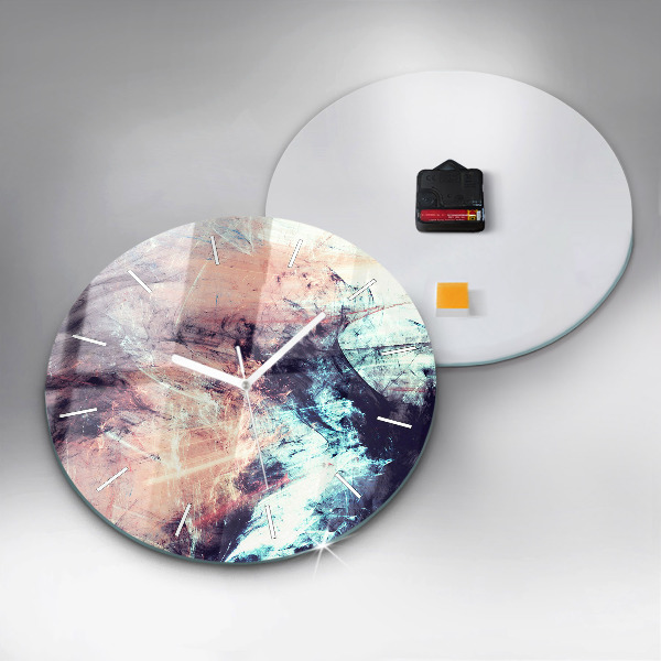 Round glass wall clock Abstract painting