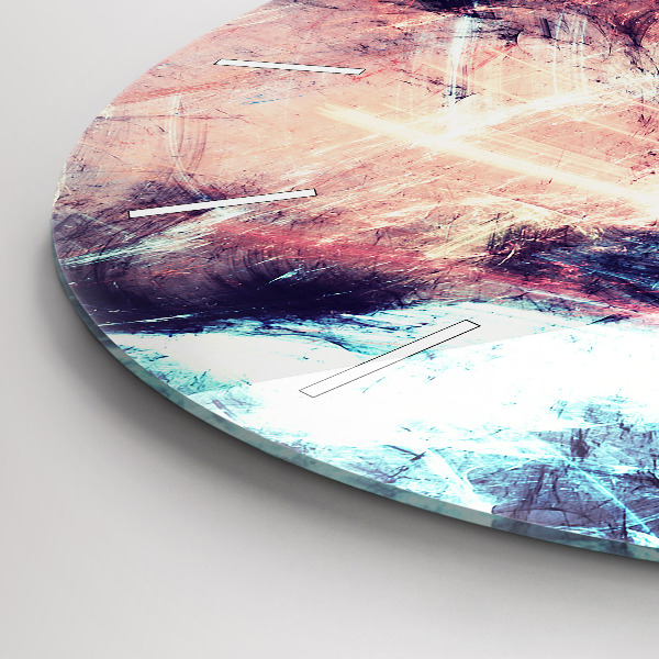 Round glass wall clock Abstract painting