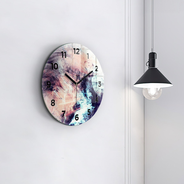 Round glass wall clock Abstract painting