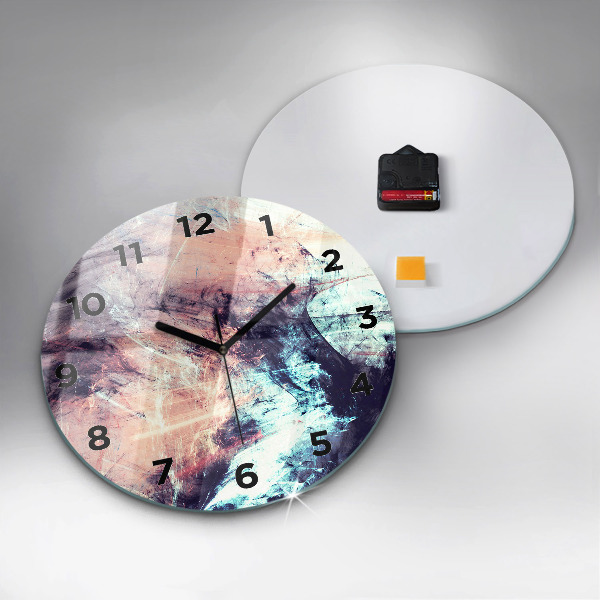 Round glass wall clock Abstract painting