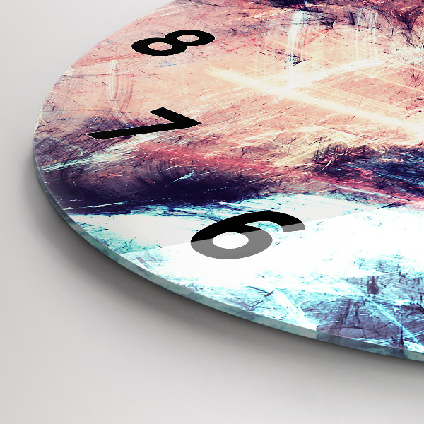 Round glass wall clock Abstract painting