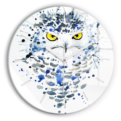 Round glass wall clock Owl look