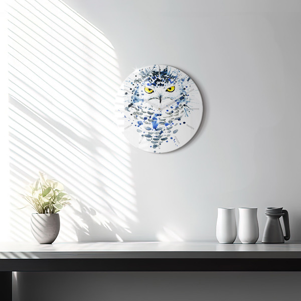 Round glass wall clock Owl look