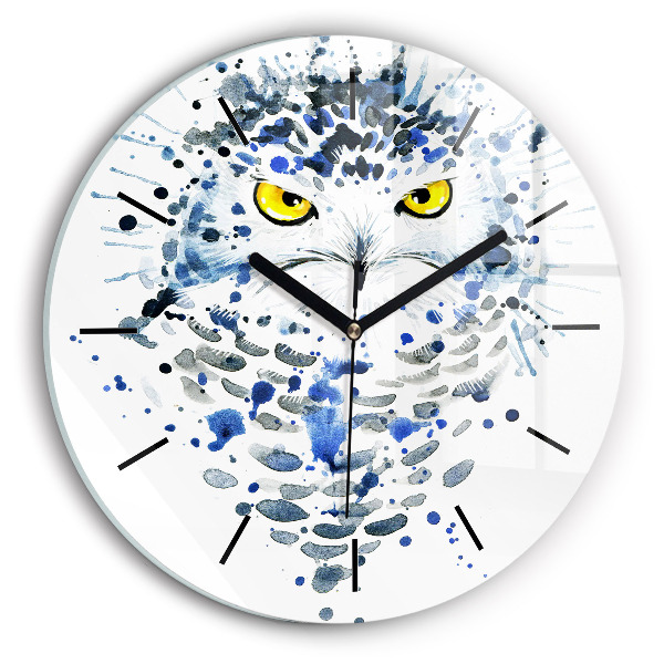 Round glass wall clock Owl look
