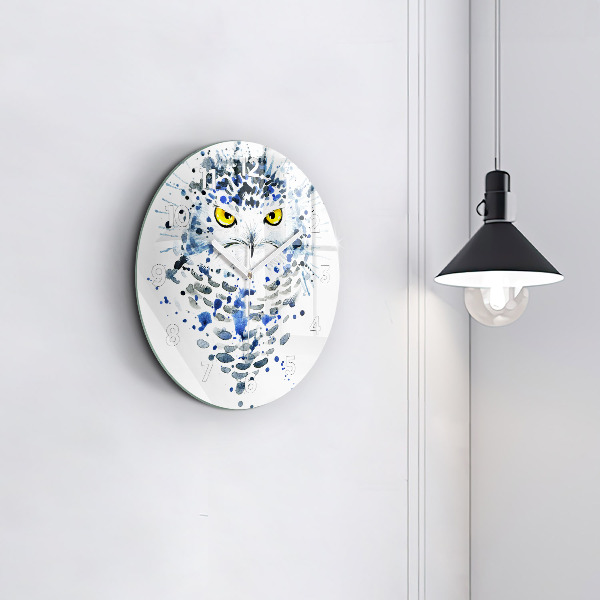 Round glass wall clock Owl look