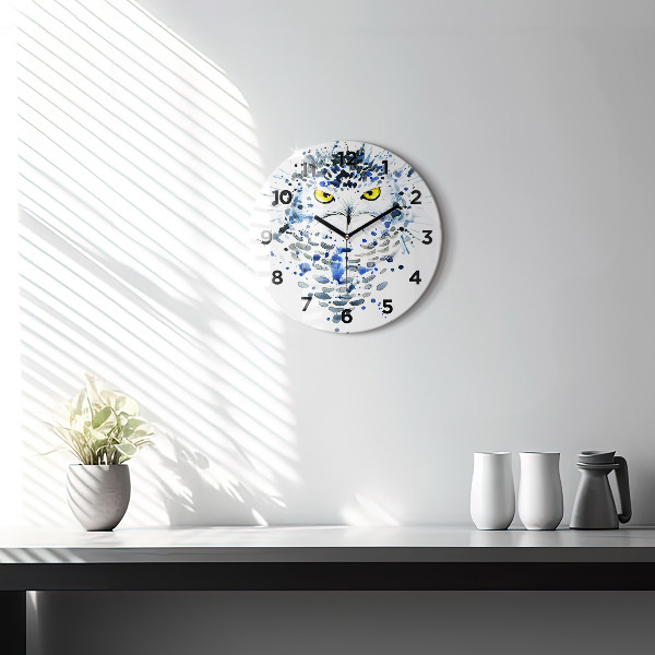 Round glass wall clock Owl look