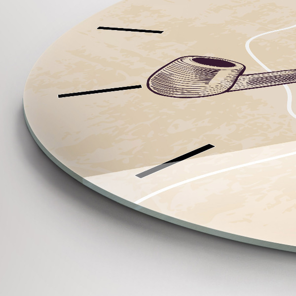 Round glass wall clock Man with a pipe