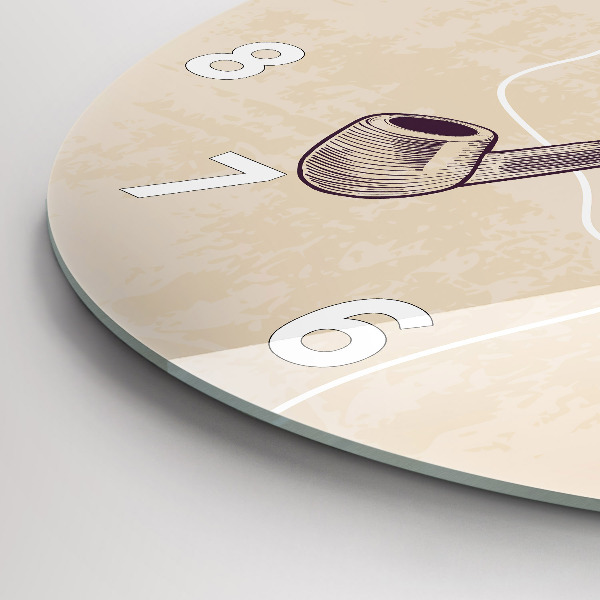 Round glass wall clock Man with a pipe