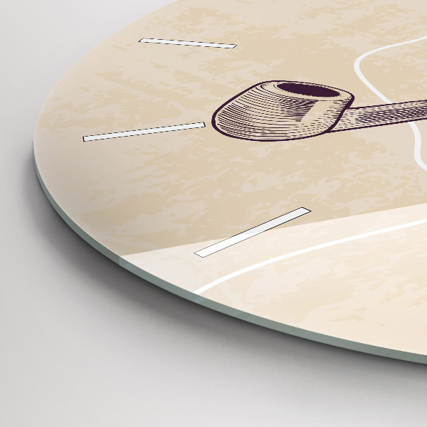 Round glass wall clock Man with a pipe