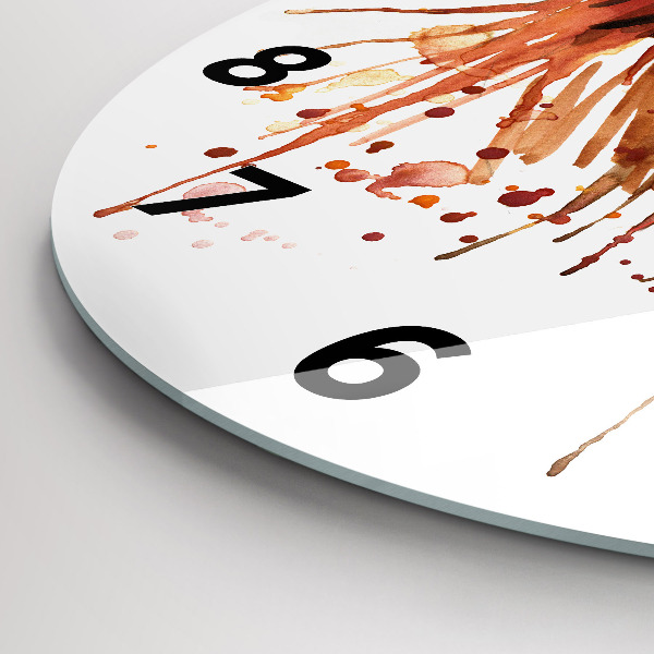 Round glass wall clock Colorful rooster