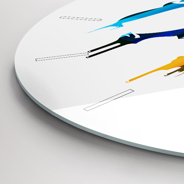 Round glass wall clock Colorful painted elephant