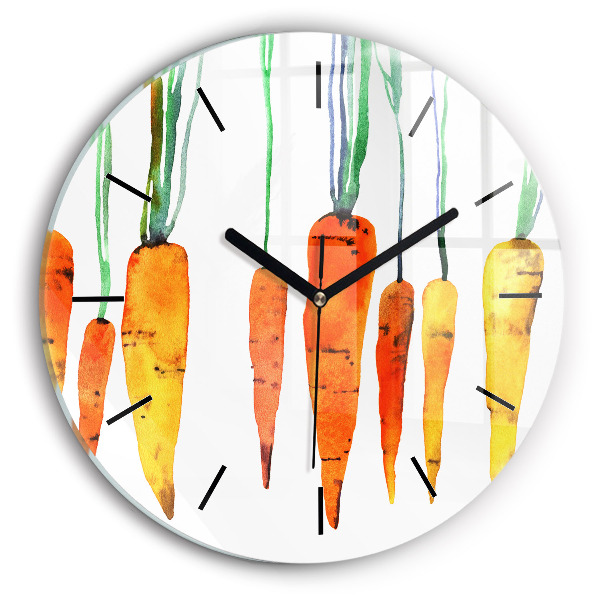 Round glass wall clock Carrot illustration