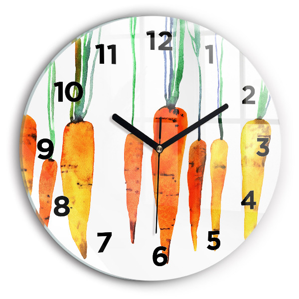 Round glass wall clock Carrot illustration