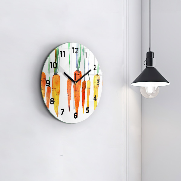 Round glass wall clock Carrot illustration