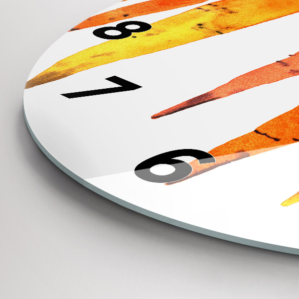 Round glass wall clock Carrot illustration