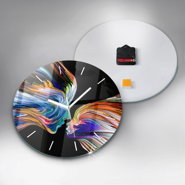 Round glass wall clock Emotional art