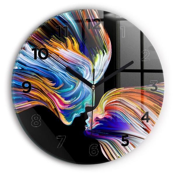 Round glass wall clock Emotional art