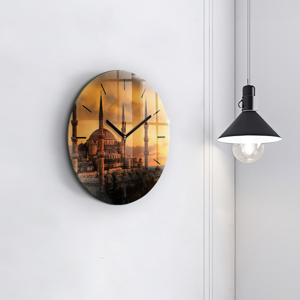 Round glass wall clock Mosque in Istanbul