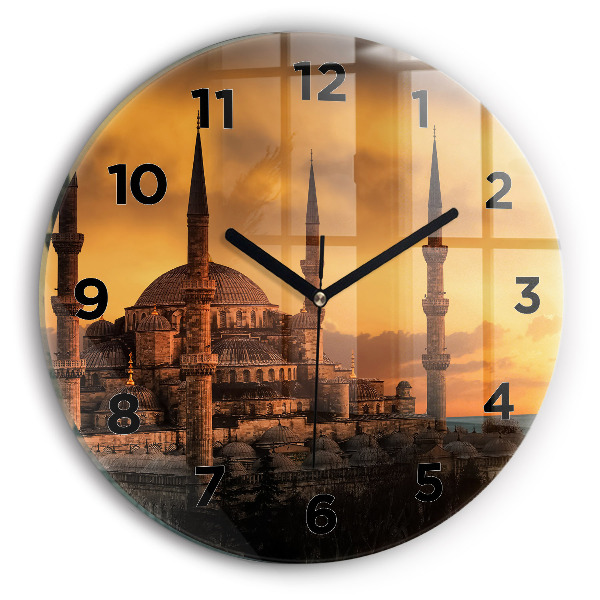 Round glass wall clock Mosque in Istanbul