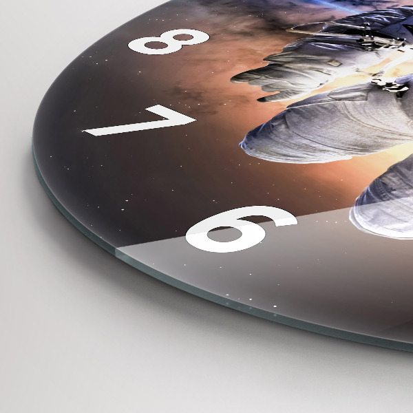 Round glass wall clock Astronaut in space
