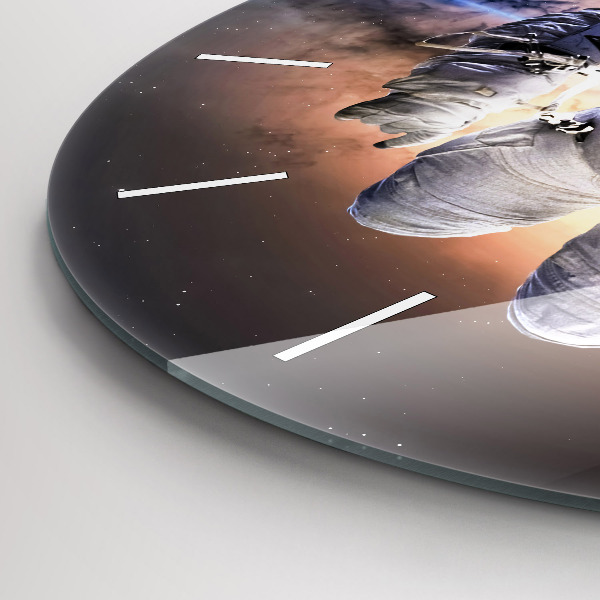 Round glass wall clock Astronaut in space