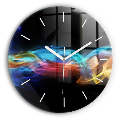 Round glass wall clock Abstract colorful lines