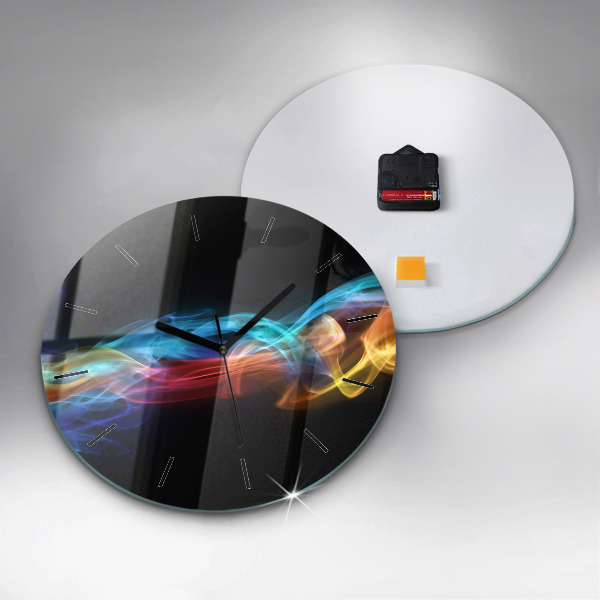 Round glass wall clock Abstract colorful lines