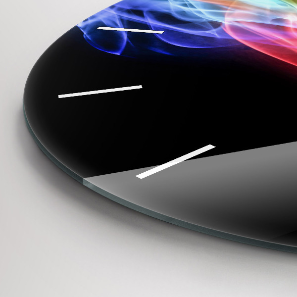 Round glass wall clock Abstract colorful lines
