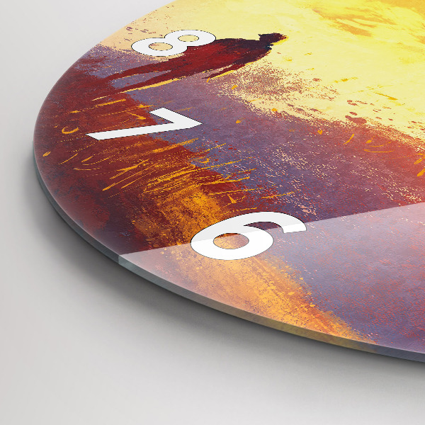 Round glass wall clock Autumn Landscape