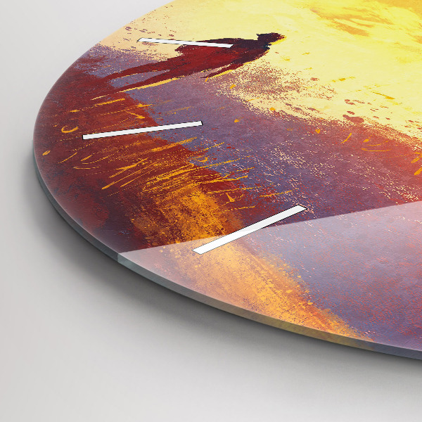 Round glass wall clock Autumn Landscape