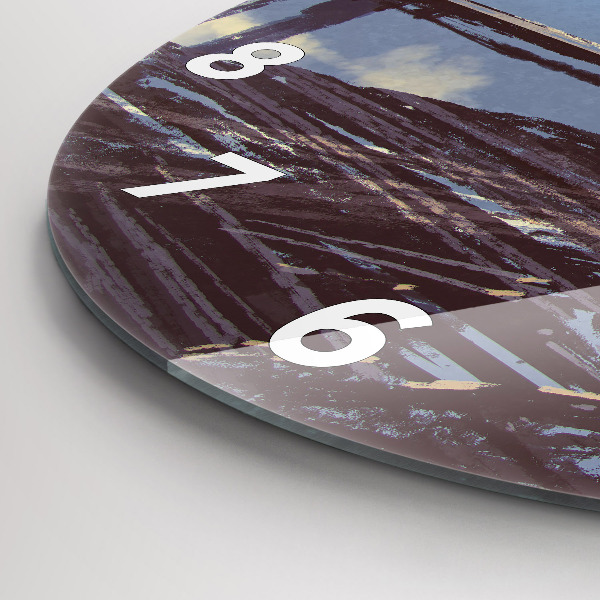 Round glass wall clock Angel, Bridge and Bicycle