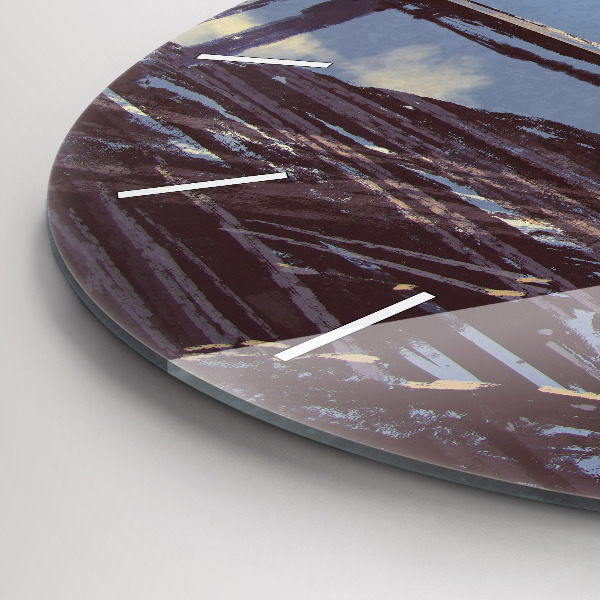 Round glass wall clock Angel, Bridge and Bicycle