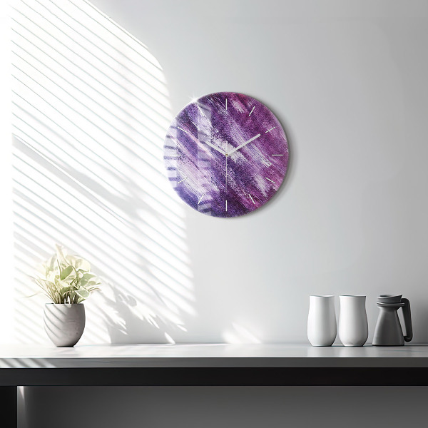 Round glass wall clock Acrylic paint texture