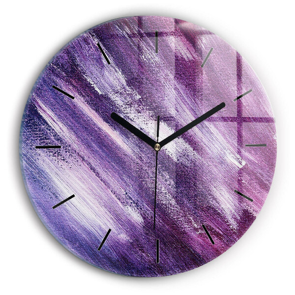 Round glass wall clock Acrylic paint texture