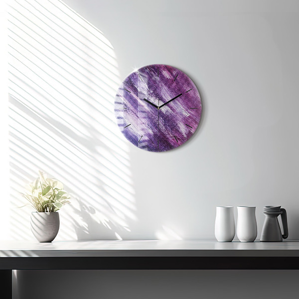 Round glass wall clock Acrylic paint texture