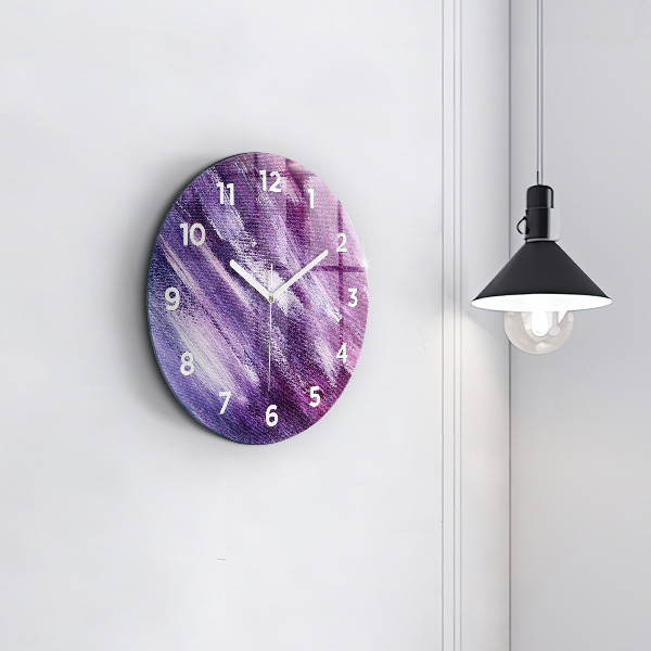 Round glass wall clock Acrylic paint texture
