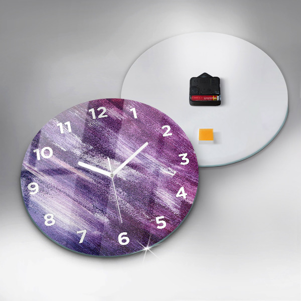 Round glass wall clock Acrylic paint texture