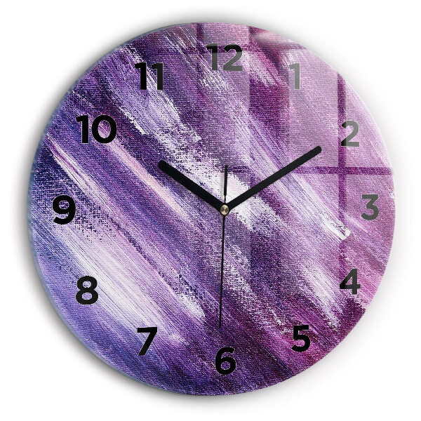 Round glass wall clock Acrylic paint texture