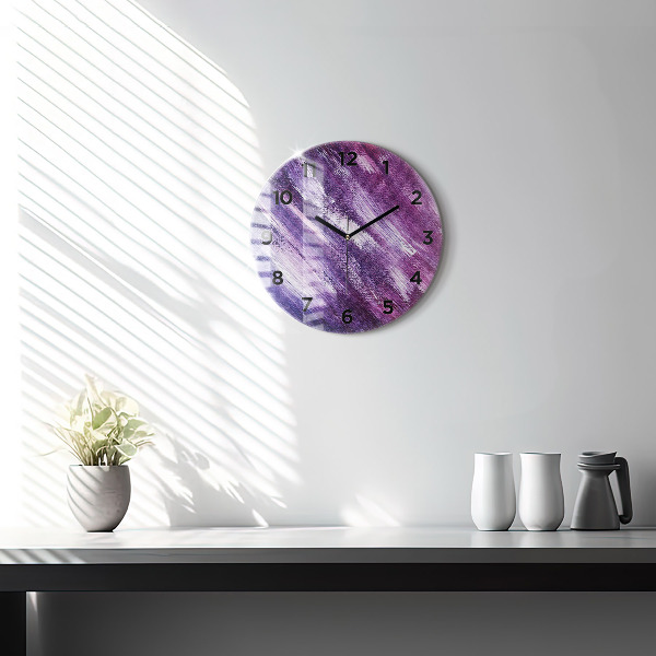Round glass wall clock Acrylic paint texture