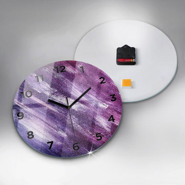 Round glass wall clock Acrylic paint texture